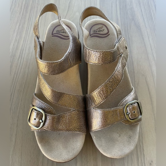 Dansko Beige and Brown Leather Sandals - Picture 1 of 16